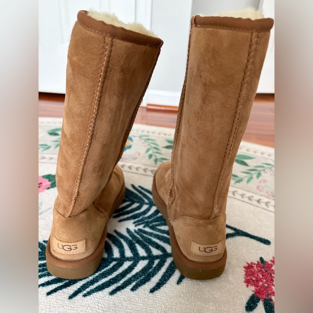 UGG Tall Suede Shearling Boots in Chestnut - Picture 12 of 12